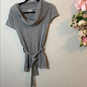 Converse Cowl Neck Knit Top w/ Tie Sash